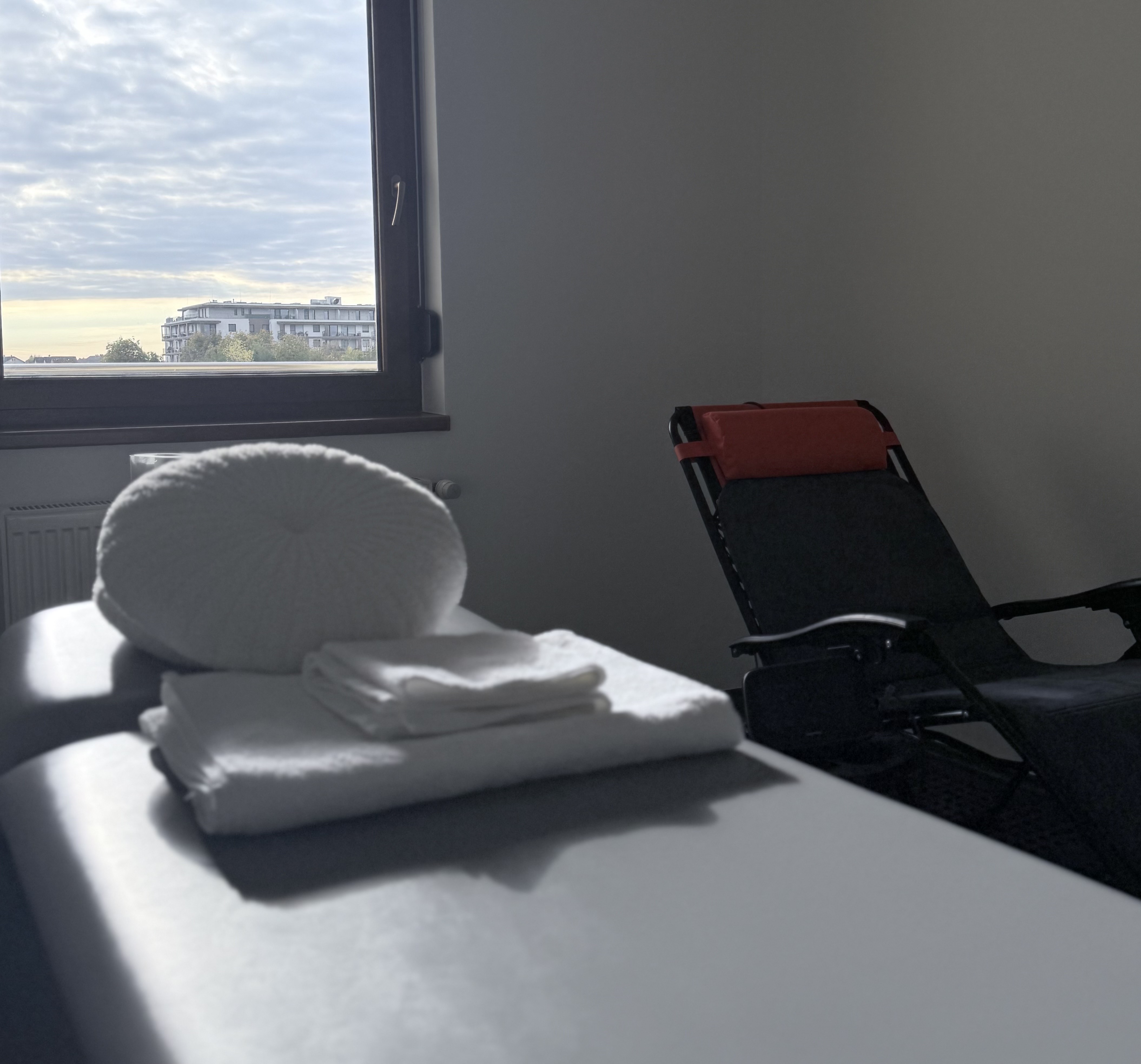 A ReStart Physio győri gyógytorna rendelő kezelőhelyisége csodás kilátással